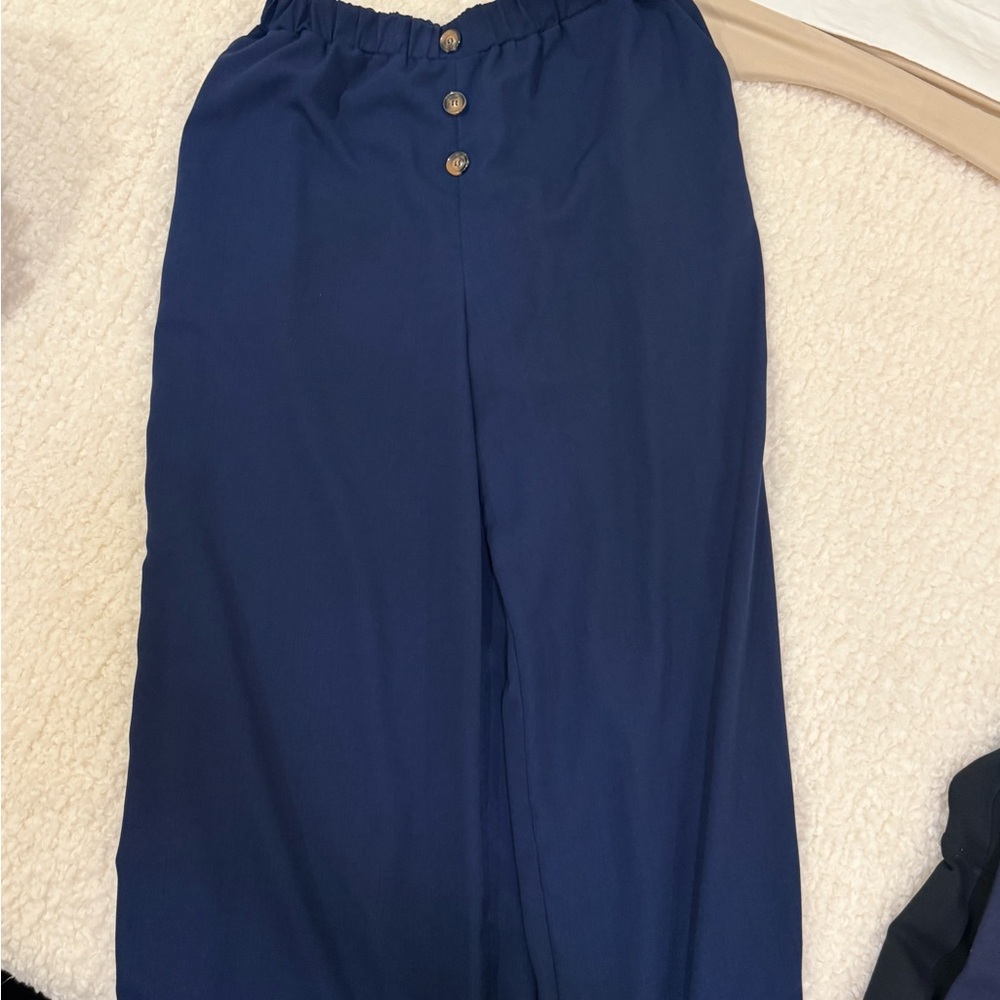 Amazon Women's Wide Leg Pants - Navy Blue